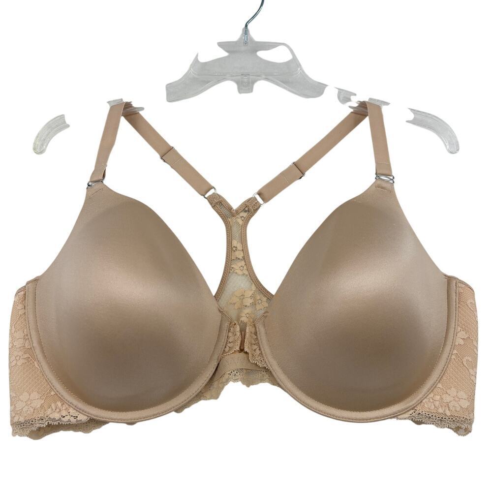 Maidenform Bra Size 42D Beige Nude Racerback Front Close Underwire Full Coverage